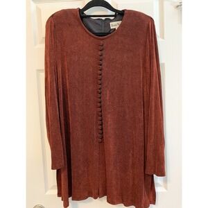 Vintage Ronni Nicole II Glitter Faux Button Front Stretch Knit Tunic 16W